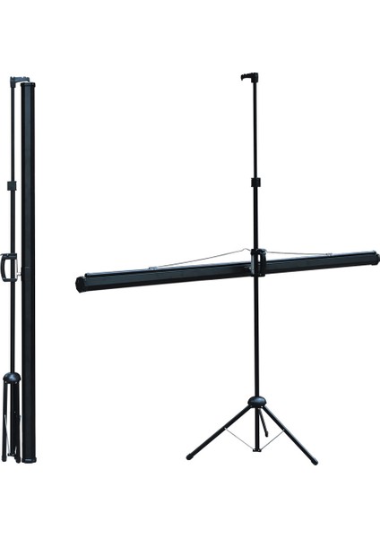 TX-20 200x200 cm Tripod Ayaklı Taşınabilir Manuel Projeksiyon Perdesi (Arkası Siyah Fonlu)
