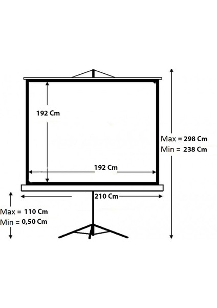 TX-20 200x200 cm Tripod Ayaklı Taşınabilir Manuel Projeksiyon Perdesi (Arkası Siyah Fonlu)