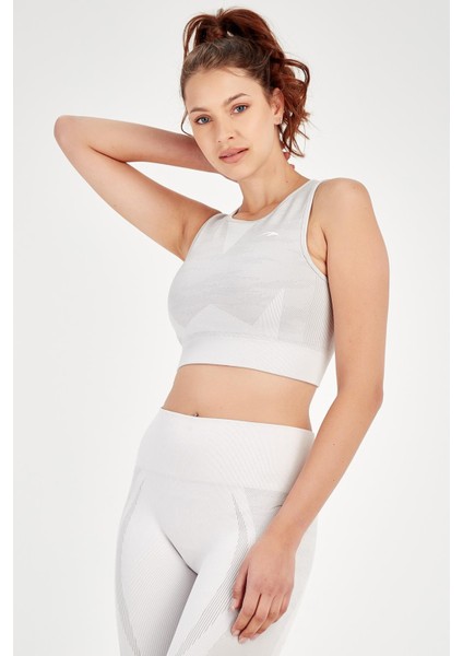 SlimFit Kadın Bisiklet Yaka Kolsuz Ekru Bra 813054