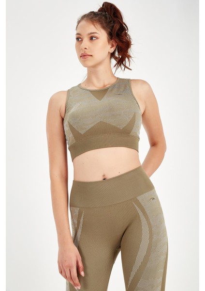 SlimFit Kadın Bisiklet Yaka Kolsuz Haki Bra 813054