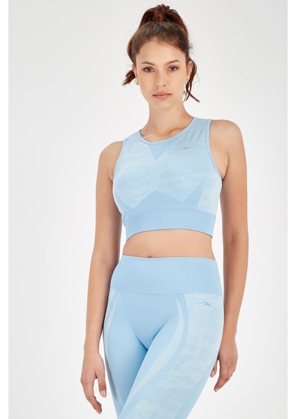 SlimFit Kadın Bisiklet Yaka Kolsuz Mavi Bra 813054