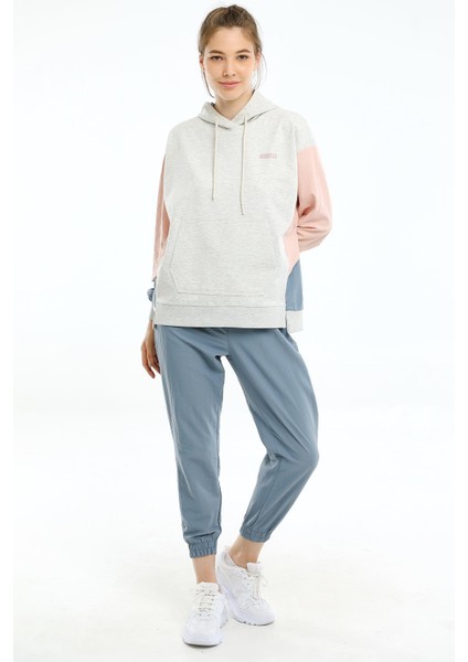 Oversize Kadın Kapşonlu Uzun Kol Ekru Melanj Sweatshirt 20467 fırsatları