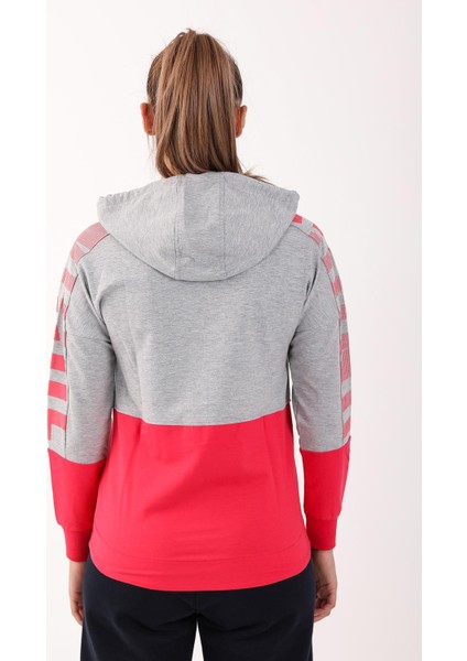 Regular Kadın Kapşonlu Uzun Kol Gri Melanj Tracktop 18377 fiyatları