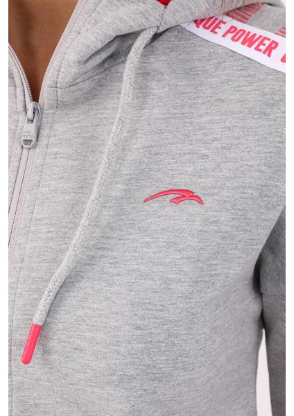 Regular Kadın Kapşonlu Uzun Kol Gri Melanj Tracktop 18377 indirimleri