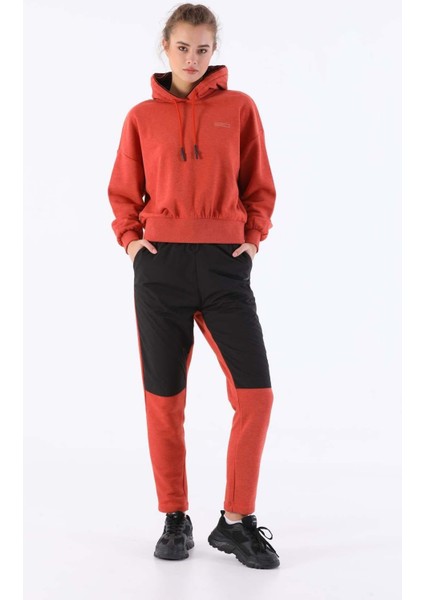 Oversize Kadın Kapşonlu Uzun Kol Kiremit Sweatshirt 20335 fırsatları