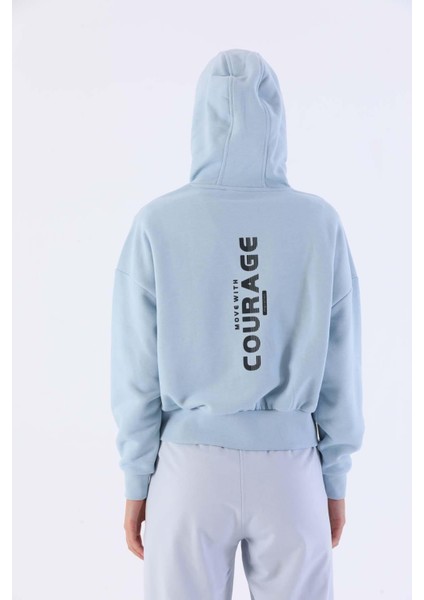 Oversize Kadın Kapşonlu Uzun Kol Sisli Mavi Sweatshirt 20335 fiyatları