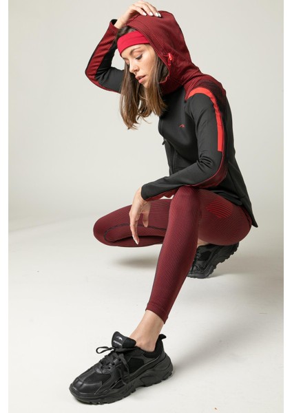 SlimFit Kadın Kapşonlu Uzun Kol Siyah Tracktop 815015 fırsatları