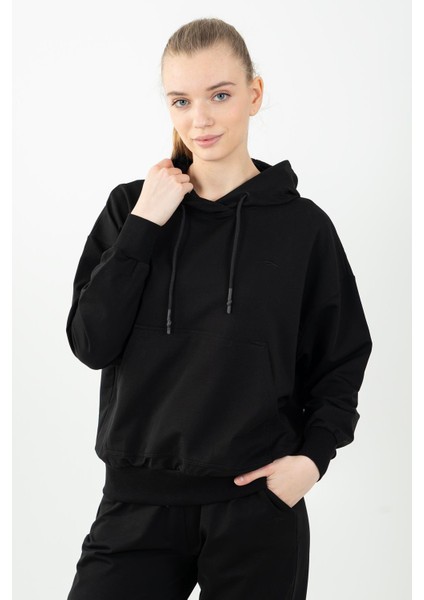 Oversize Kadın Kapüşonlu Siyah Sweatshirt modelleri