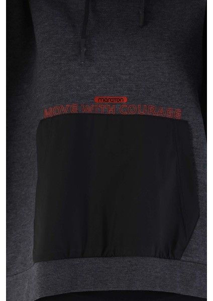 Oversize Kadın Kapşonlu Uzun Kol Siyahmelanj Sweatshirt 20353 indirimleri