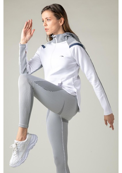 SlimFit Kadın Kapşonlu Uzun Kol Beyaz Tracktop 815015 modelleri