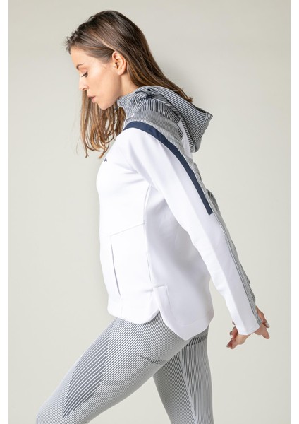 SlimFit Kadın Kapşonlu Uzun Kol Beyaz Tracktop 815015 fırsatları