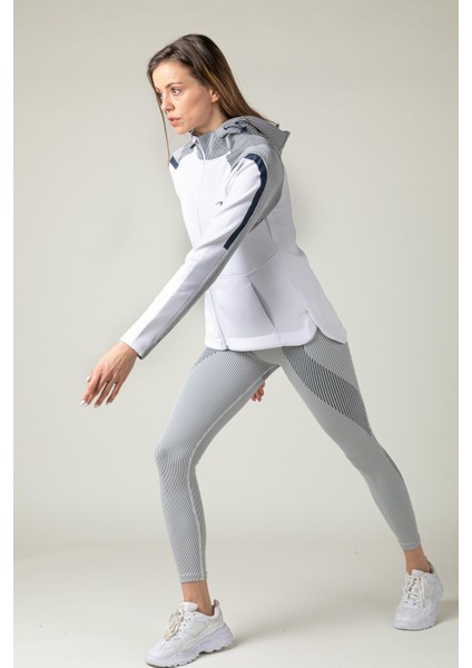 SlimFit Kadın Kapşonlu Uzun Kol Beyaz Tracktop 815015 indirimleri