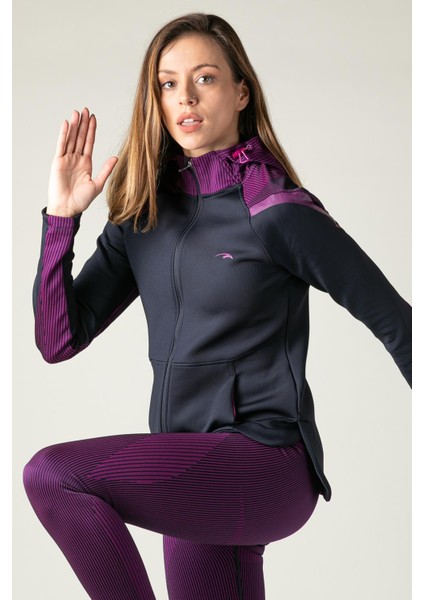 SlimFit Kadın Kapşonlu Uzun Kol Lacivert Tracktop 815015 modelleri