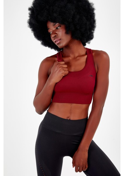 Maraton SlimFit Kadın Bisiklet Yaka Kolsuz Koyu Kırmızı Bra 813047