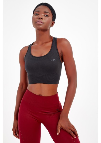 Maraton SlimFit Kadın Bisiklet Yaka Kolsuz Siyah Bra 813047