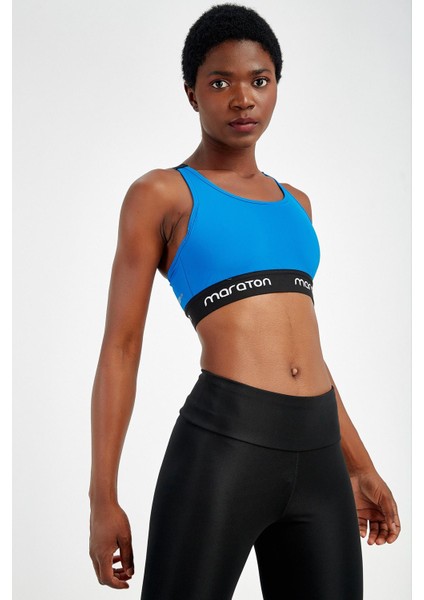 SlimFit Kadın Atlet Yaka Kolsuz Saks Bra 17170