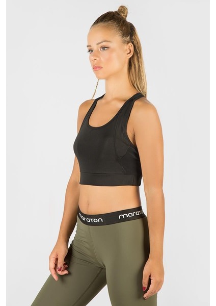 SlimFit Kadın Atlet Yaka Kolsuz Siyah Bra 17681