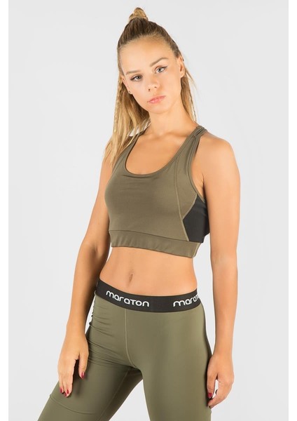 SlimFit Kadın Atlet Yaka Kolsuz Haki Bra 17681
