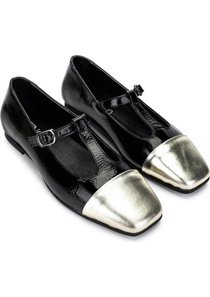 Kadın Hakiki Deri Siyah/dore Babet Ayakkabı 879 3642 Bn Ayk Y25 Syh Rgn/dore fiyatları