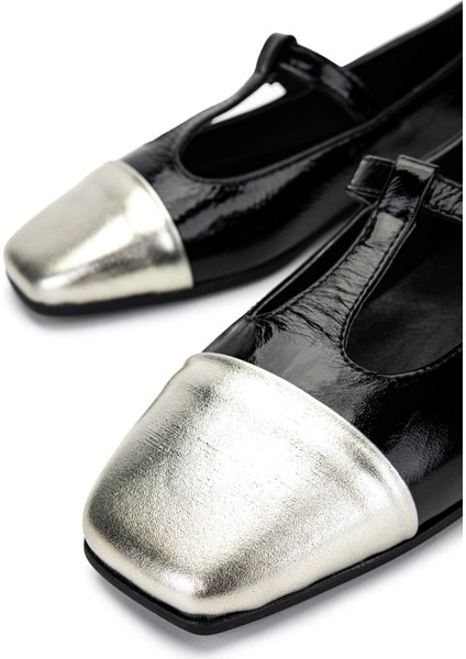 Kadın Hakiki Deri Siyah/dore Babet Ayakkabı 879 3642 Bn Ayk Y25 Syh Rgn/dore fırsatları