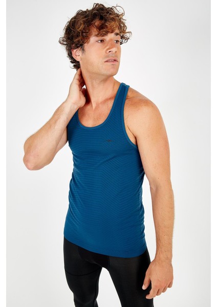 SlimFit Erkek Atlet Yaka Kolsuz Petrol Atlet 824009