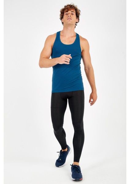 SlimFit Erkek Atlet Yaka Kolsuz Petrol Atlet 824009