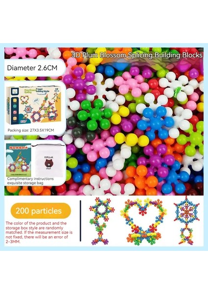 Çocuklar Renkli Plastik Erik Çiçeği Yapı Taşları Eğlenceli Monte Edilmiş Kar Tanesi Parçaları Aydınlatma Erken Eğitim Oyuncakları Renk: Kutu 200PCS (Yurt Dışından)