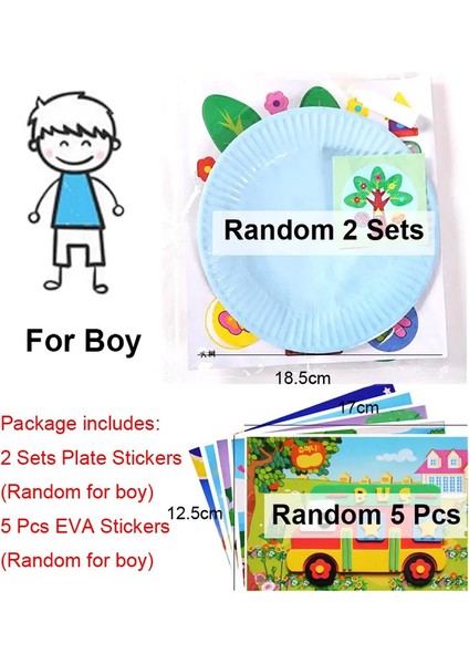 7pcs Çocuklar 3D Dıy El Yapımı Oyuncaklar 2 Kağıt Tabak Çıkartma Malzemesi 5 Eva Sticker Kids Anaokulu Sanat Zanaat Eğitim Oyuncakları Gyhcolor: 5eva 2 Plakalı Çocuk (Yurt Dışından)