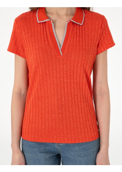 Kadın Kırmızı Slim Fit Basic Tişört 50306039-VR030