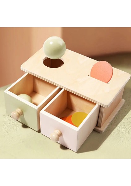 Montessori Para Kutusu Oyuncakları Nesne Kalıcı 2 Arada Ahşap Top Damla Oyunları Ahşap Bulmaca Çift Çekmeceler Oyuncaklar Toddler Renk Için Hediyeler: B (Yurt Dışından)