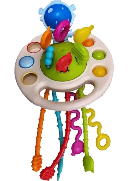 Etkinlik Geliştirme Çekme Oyuncaklar Silikon Diş Çıkarma Çıngırak Eğitimsel Öğrenme Oyuncak Bebek Duyusal Montessori Oyuncaklar 6 12 Aylık Rolor: Beyaz Astronot (Yurt Dışından)