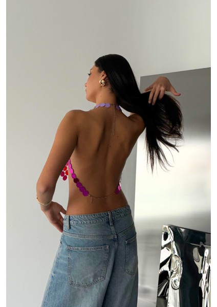 Renkli Pullu Büstiyer Crop