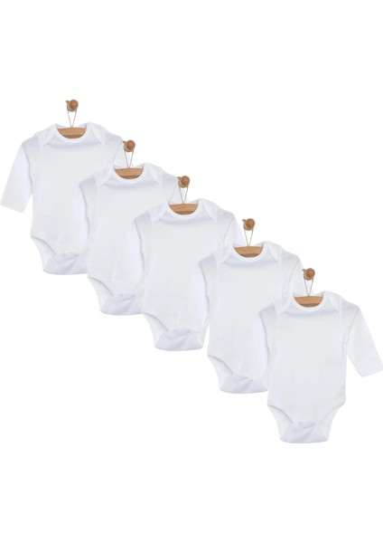 Pamuklu Çıtçıtlı Bebek Body Bisiklet Yaka 5'li Set Uzun Kol