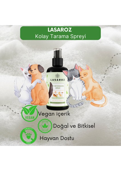 2 Adet Kedi Köpek Kolay Tarama Spreyi Kıtık Açıcı Tüy Dökümü Önleyici Yeşil Çay E Vitamini 250 ml