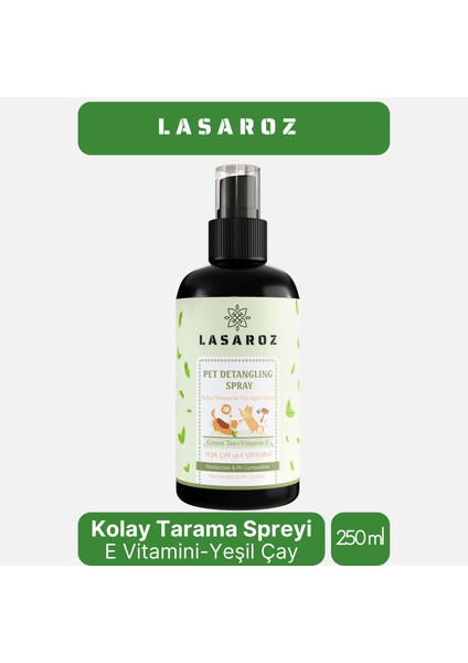 2 Adet Kedi Köpek Kolay Tarama Spreyi Kıtık Açıcı Tüy Dökümü Önleyici Yeşil Çay E Vitamini 250 ml