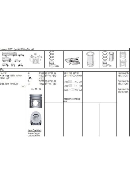 Iss 87-70257-50 Piston 84.50MM F10 F30 F31 F80F E91 318D 320D 520D 13- F22 F87 218D 14- N47TU