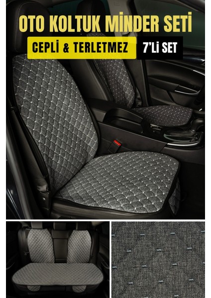 Bmw E87 Ecarteks Terletmez Cepli Kaymaz Keten Oto Kılıf-Minder (7 Parça-Gri)