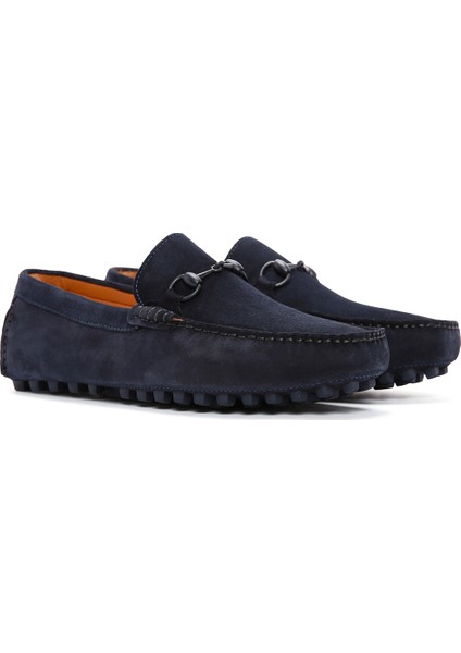 Erkek Lacivert Süet Deri Loafer 25sfd630810