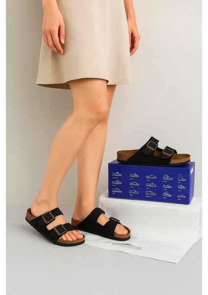 Birkenstocs Unisex Ortopedik Tabanlı Terlik Çift Bantlı Tokalı Günlük Rahat Ev & Dışarı Terliği