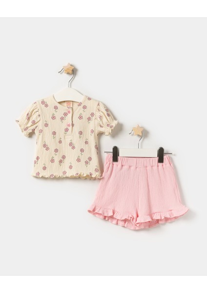 Kız Bebek Patlı Örme Müslin Yazlık Ikili Takım