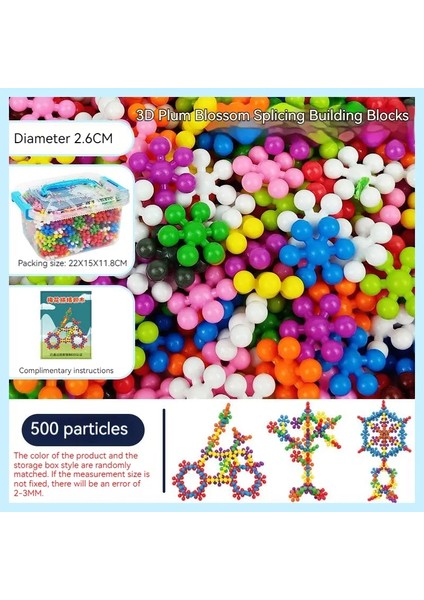 Çocuklar Renkli Plastik Erik Çiçeği Yapı Taşları Eğlenceli Monte Edilmiş Kar Tanesi Parçaları Aydınlatma Erken Eğitim Oyuncakları Renk: Kutu 500PCS (Yurt Dışından)