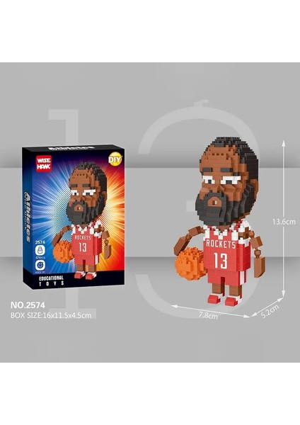 Yeni Basketbol Idol 3D Model Yapı Back Basketbol Oyuncusu Dıy Minyatür Montaj Tuğla Hareketli Bebek Modeli Çocuk Oyuncak Renk: Mor (Yurt Dışından)