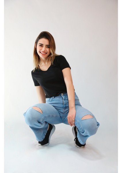 Geniş Paça Pantolon Açık Mavi fiyatları