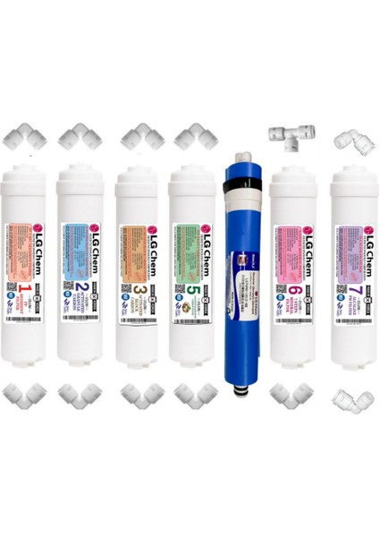 Lg Chem Specıal 7 Filtre 14 Aşama Inlıne Quıck Gümüş Iyon Mineral Alkali 90 Gpd Nano Membranlı Filtre Seti