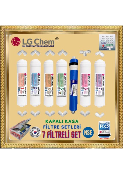 Lg Chem Specıal 7 Filtre 14 Aşama Inlıne Quıck Gümüş Iyon Mineral Alkali 90 Gpd Nano Membranlı Filtre Seti