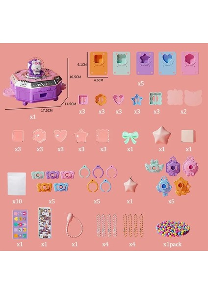 Dıy Takı Makin Makine Oyuncaklar Bilezik Mücevher Işçiliği Set Güzel Çizgi Karikatür Tavşan Sihirli Kutu El Yapımı Keychain Kız Oyuncak Hediye Kilo: 77PCS (Yurt Dışından)