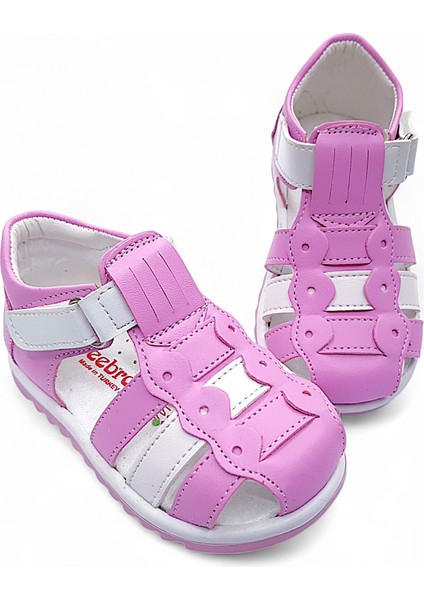 Ortopedik Kız Bebek ve Çocuk Sandaleti KBGCM2406 Pembe Beyaz 24