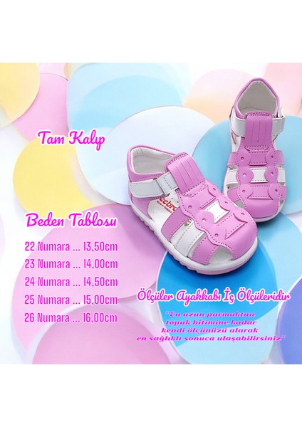 Ortopedik Kız Bebek ve Çocuk Sandaleti KBGCM2406 Pembe Beyaz 24