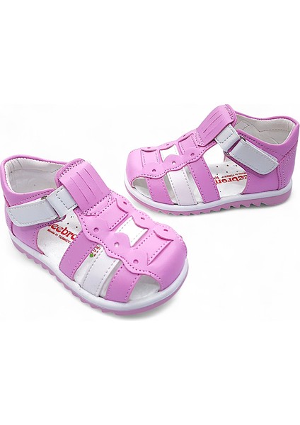 Ortopedik Kız Bebek ve Çocuk Sandaleti KBGCM2406 Pembe Beyaz 24