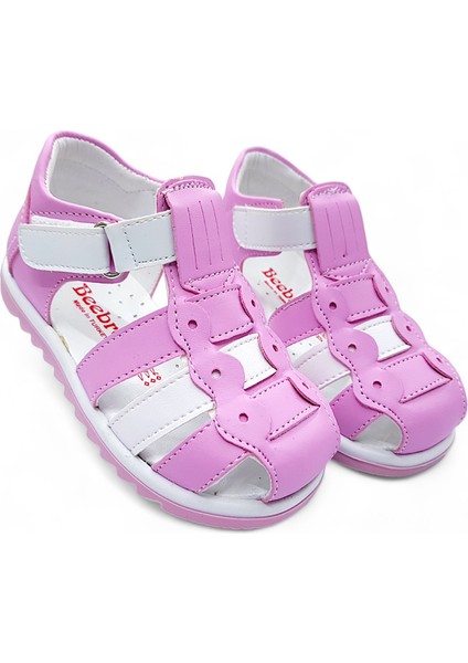 Ortopedik Kız Bebek ve Çocuk Sandaleti KBGCM2406 Pembe Beyaz 24